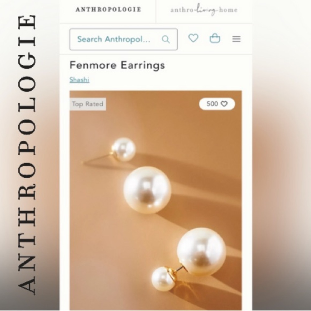 SILVER Anthro Shashi Fenmore Pearl Earrings - Picture 2 of 3